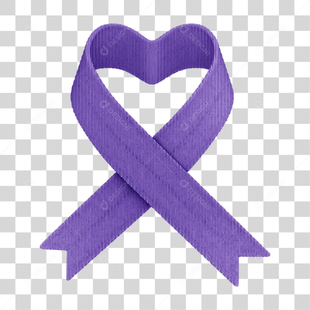 Selo 3D Fita Roxa Mês da Conscientização do Combate ao Câncer PNG Transparente