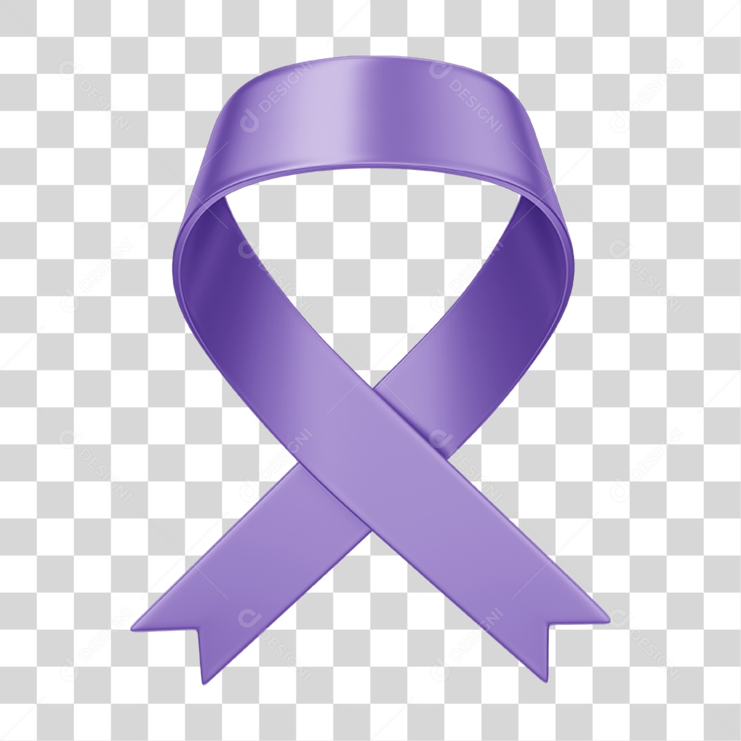Selo 3D Fita Roxa Mês da Conscientização do Combate ao Câncer PNG Transparente