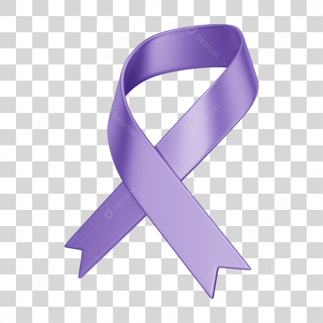 Selo 3D Fita Roxa Mês da Conscientização do Combate ao Câncer PNG Transparente