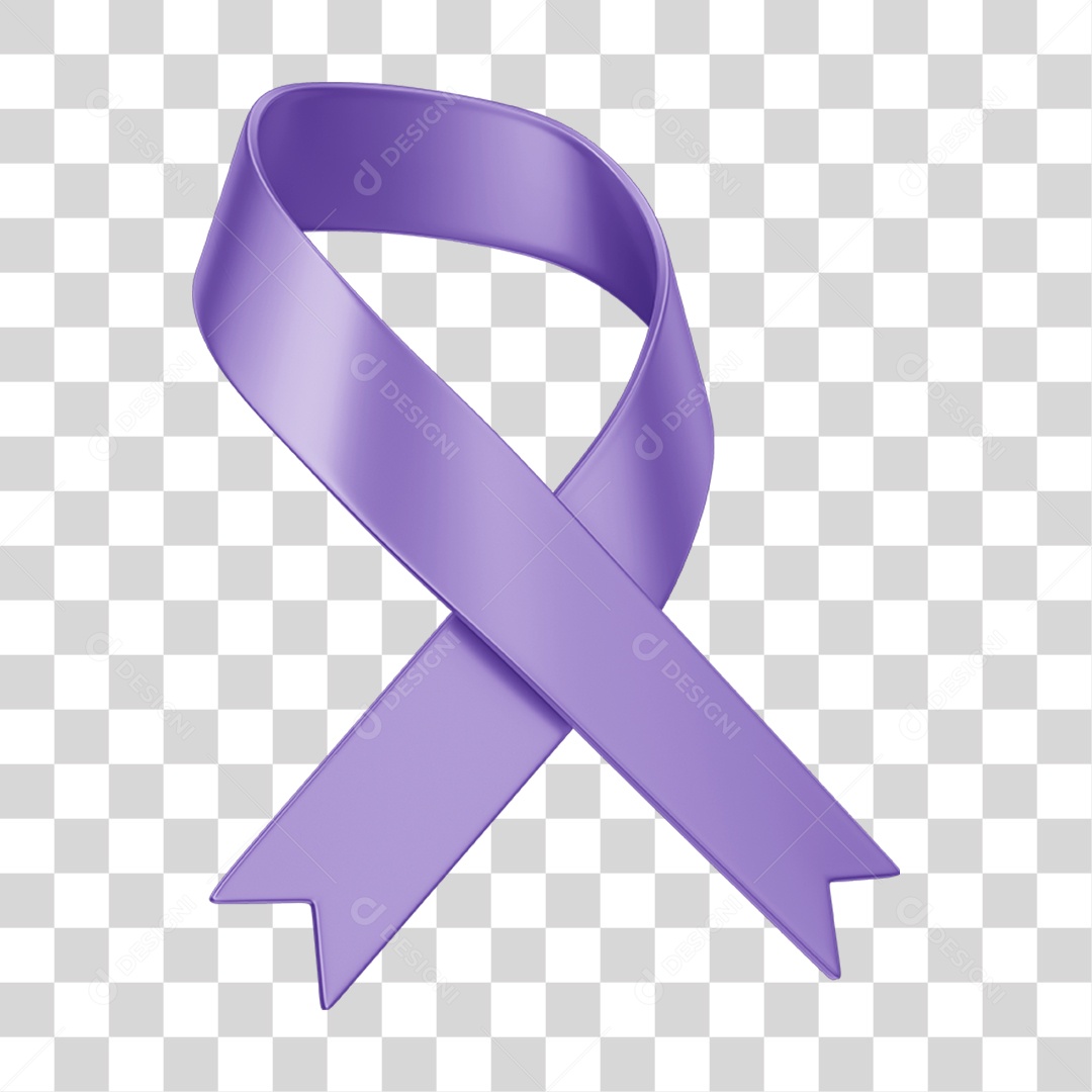 Selo 3D Fita Roxa Mês da Conscientização do Combate ao Câncer PNG Transparente