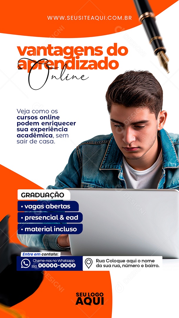 Story Volta às Aulas Vantagens do Aprendizado Online Social Media PSD Editável