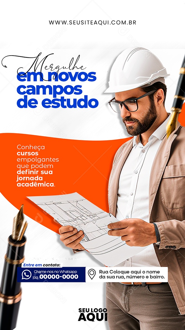 Story Mergulhe em Novos Campos de Estudo Social Media PSD Editável