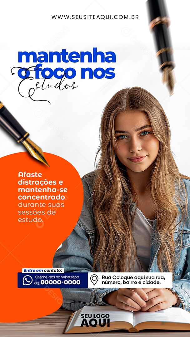 Story Mantenha o Foco nos Estudos Social Media PSD Editável
