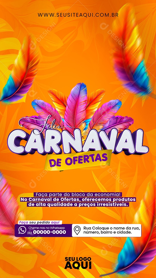 Story Feliz Carnaval de Ofertas Faça Parte do Bloco da Economia Social Media PSD Editável
