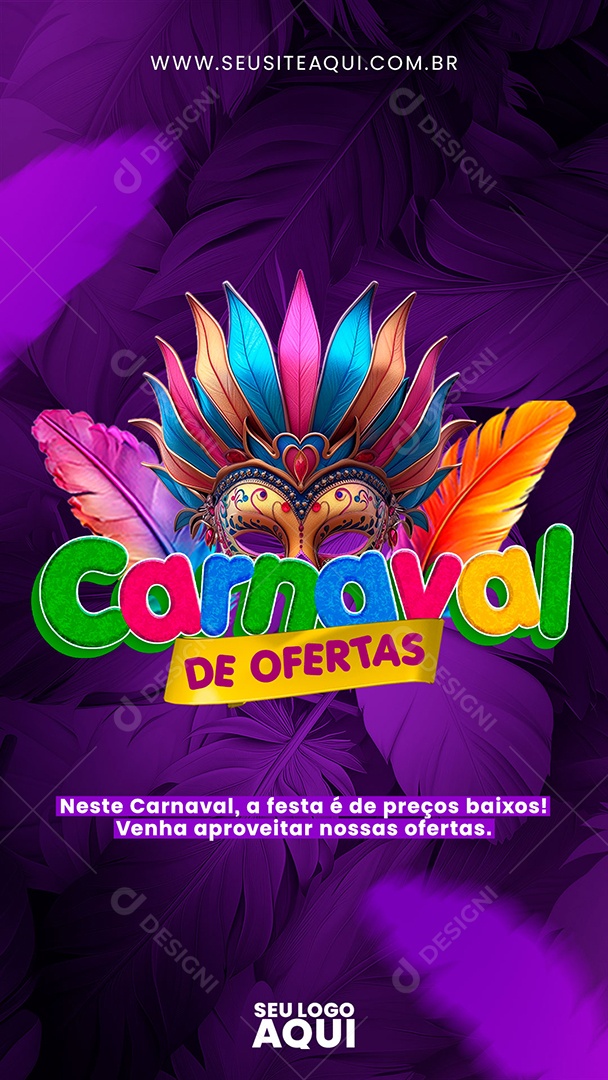 Story Carnaval de Ofertas a Festa é de Preços Baixos Social Media PSD Editável