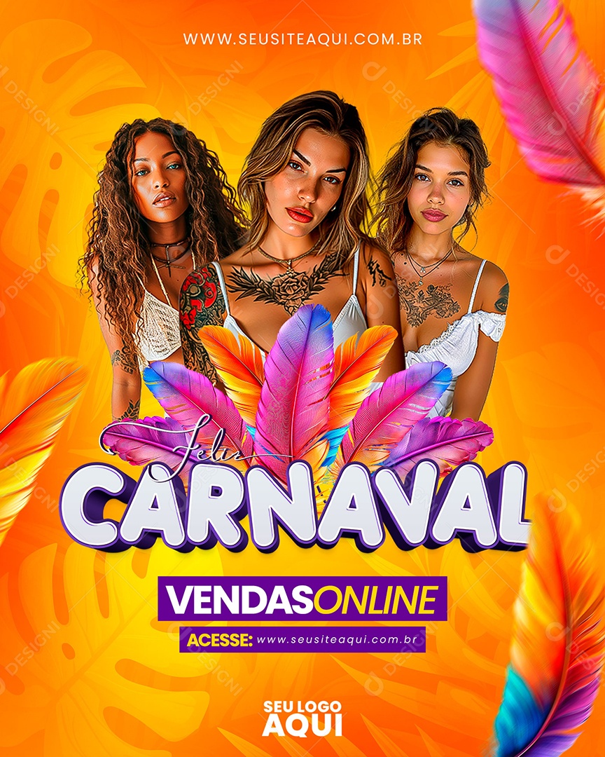 Feliz Carnaval Vendas Online Social Media PSD Editável