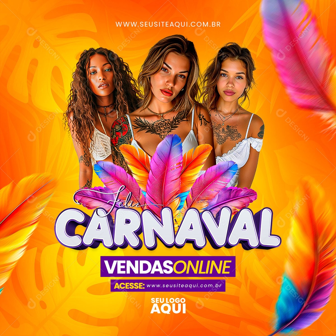 Feed Feliz Carnaval Vendas Online Social Media PSD Editável