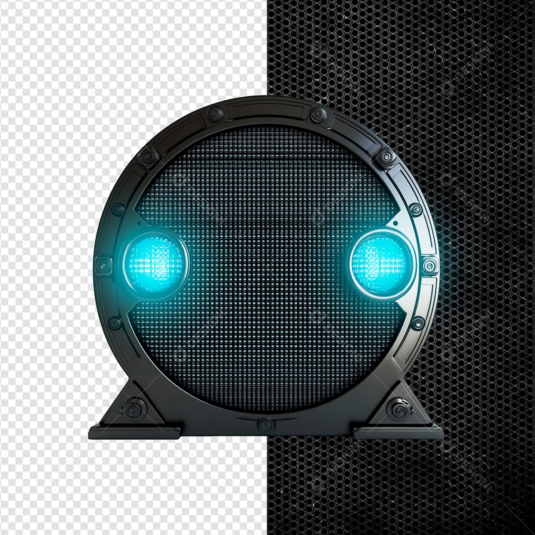 Painel de Ferro com Iluminação de Led azul Elemento 3D para Composição PSD