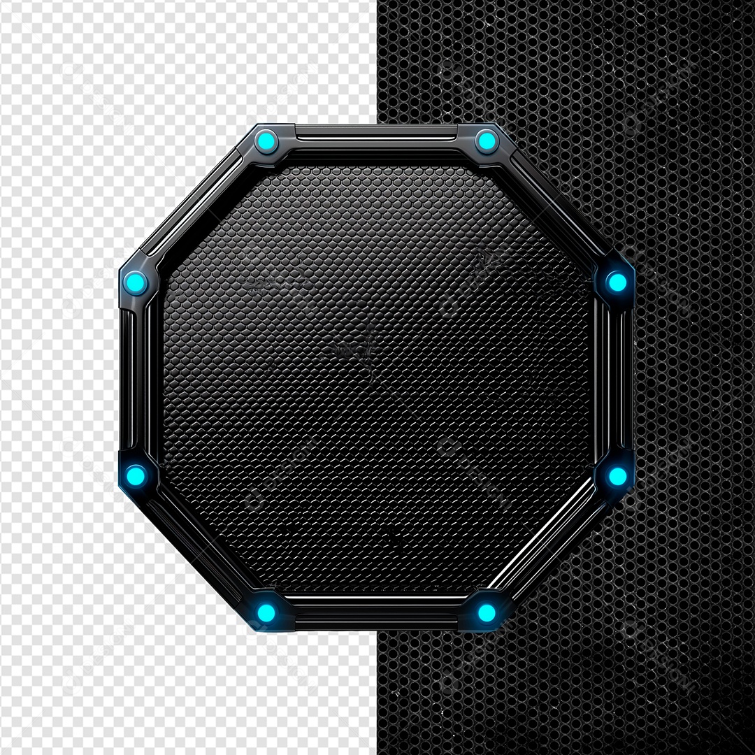 Painel de Ferro com Iluminação de Led azul Elemento 3D para Composição PSD