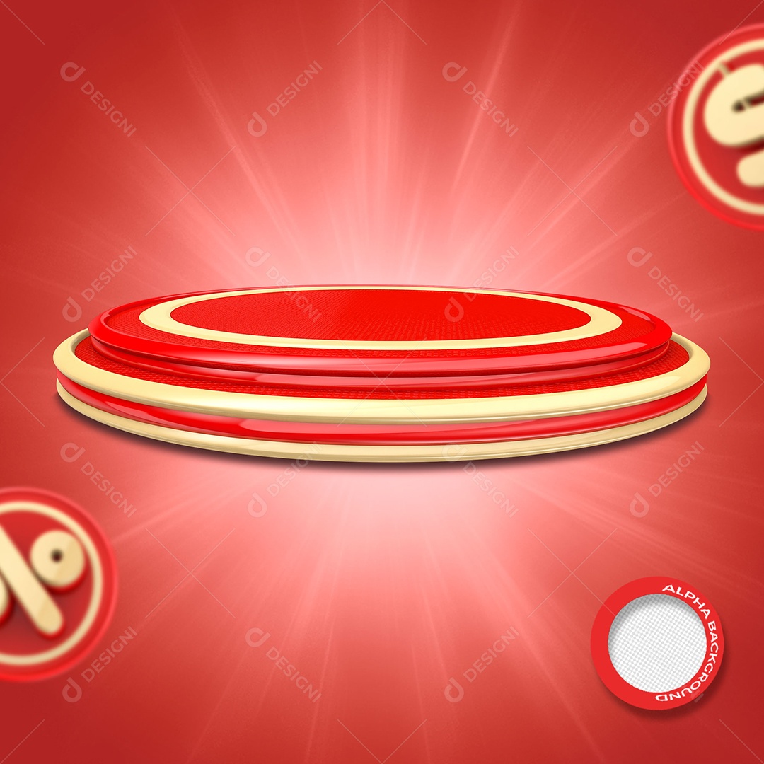 Pódio Elemento 3D de Super Ofertas Vermelho e Amarelo para Composição PSD