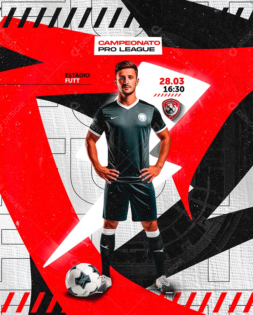 Flyer de Futebol Campeonato Pro League Social Media PSD Editável