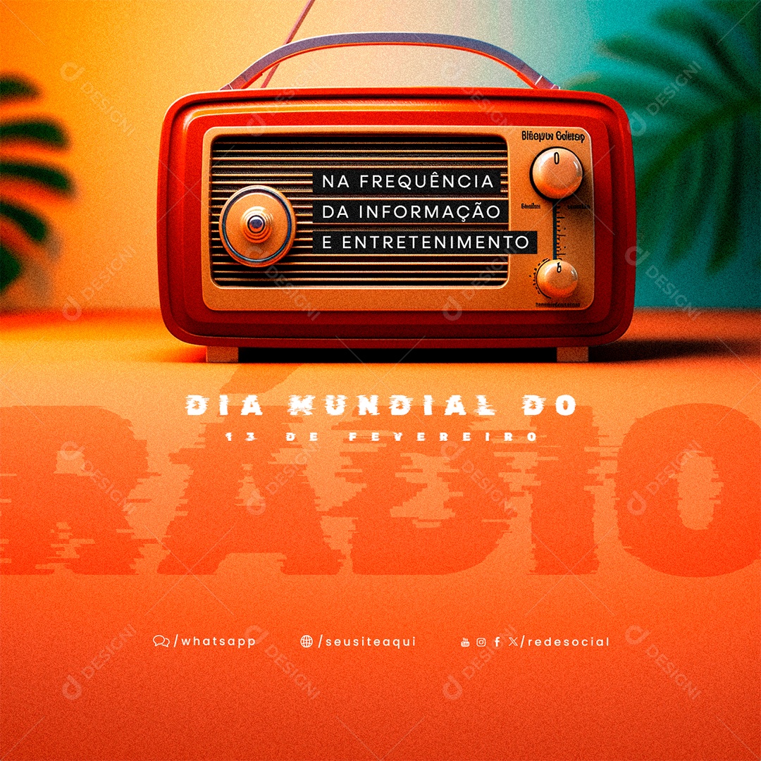 Dia Mundial do Rádio 13 De Fevereiro Social Media PSD Editável