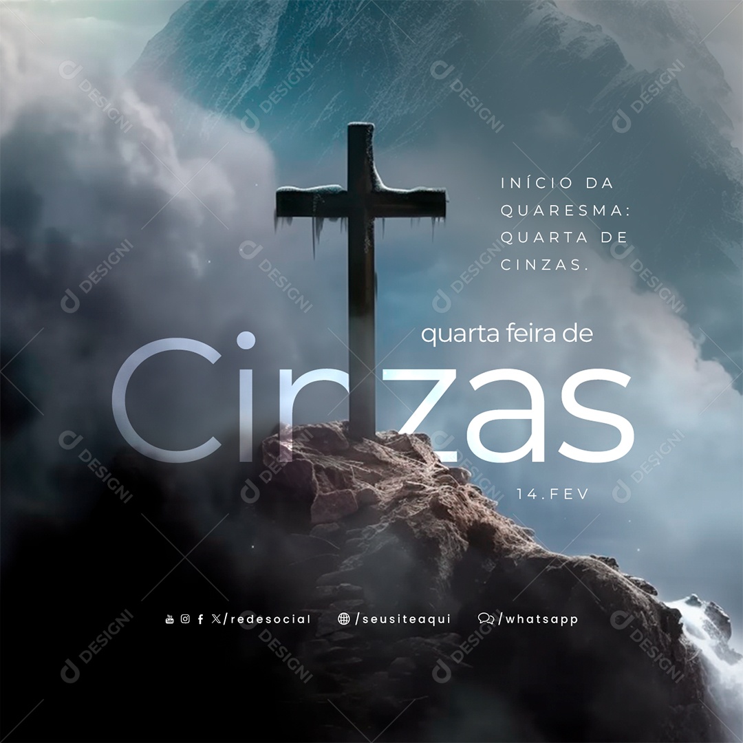Quarta Feira de Cinzas 14 De Fevereiro Início da Quarema PSD Editável