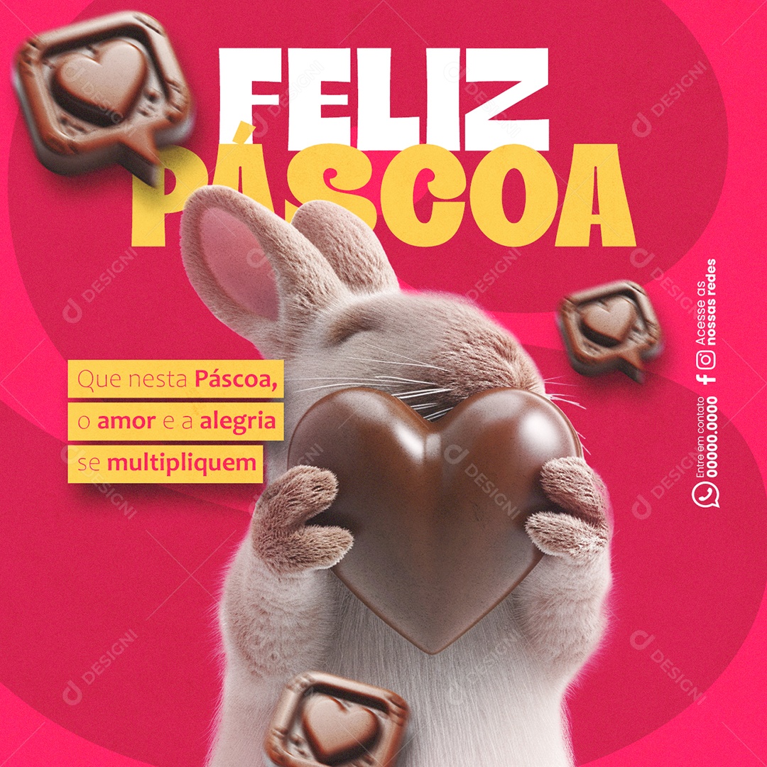 Feliz Páscoa 31 De Março o amor e alegria se multipliquem Social Media PSD Editável