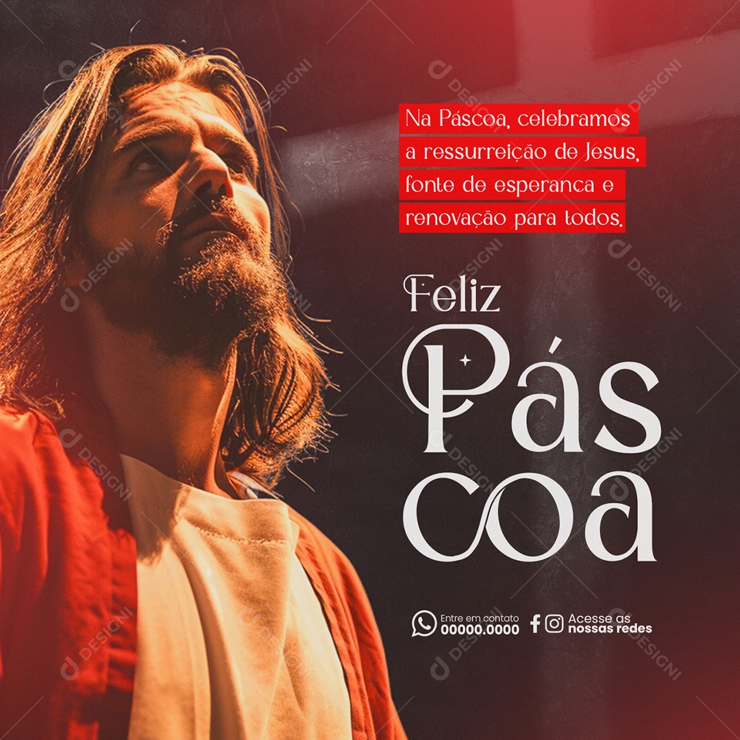 Feliz Páscoa 31 De Março celebramos a ressureição de Jesus Social Media PSD Editável