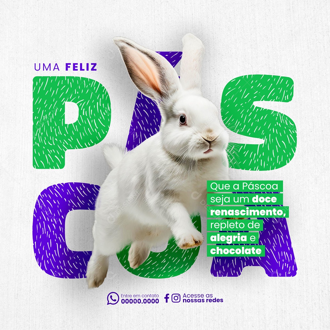 Uma Feliz Páscoa 31 De Março seja um doce renascimento Social Media PSD Editável
