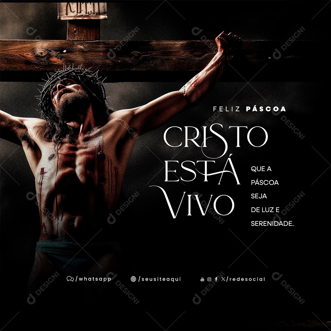 Feliz Páscoa 31 De Março Cristo está vivo Social Media PSD Editável