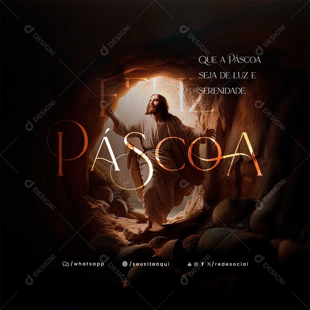 Feliz Páscoa 31 De Março Que a páscoa sela de luz e serenidade Social Media PSD Editável