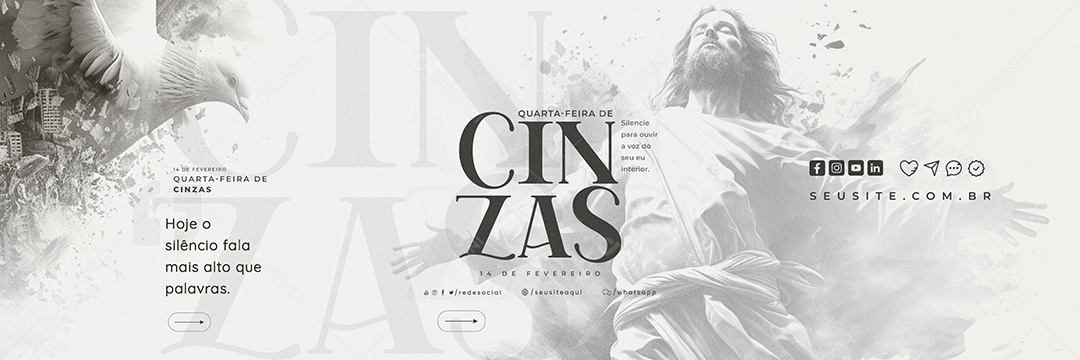 Social Media Carrossel Quarta Feira de Cinzas 14 De Fevereiro PSD Editável