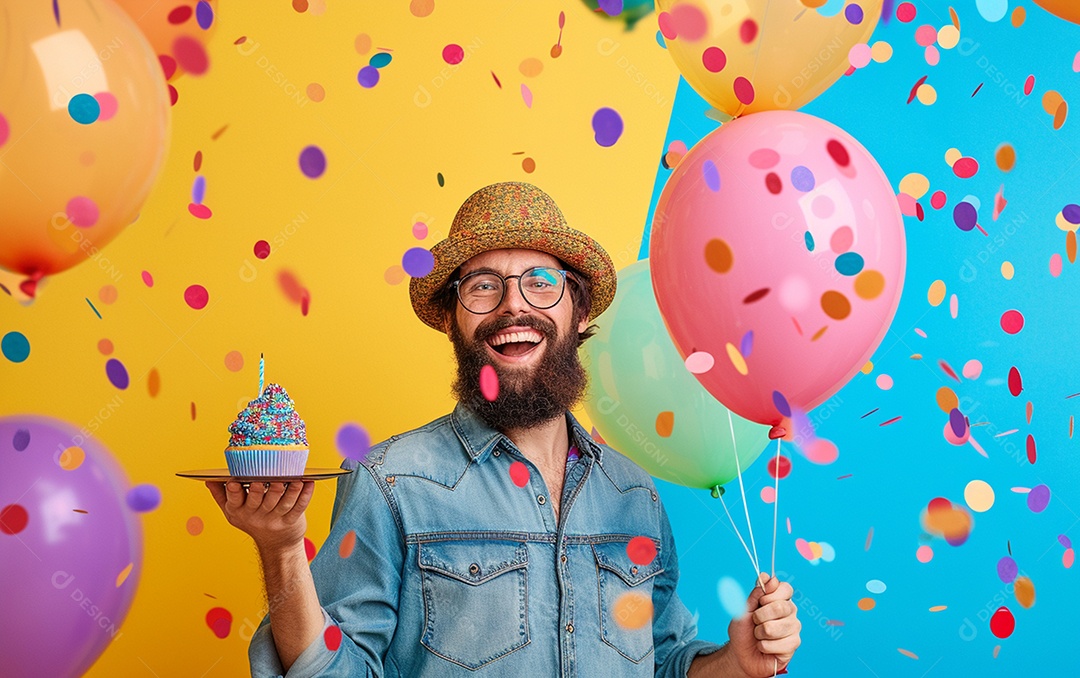 Feliz aniversariante relaxada parecendo alegre sorrindo