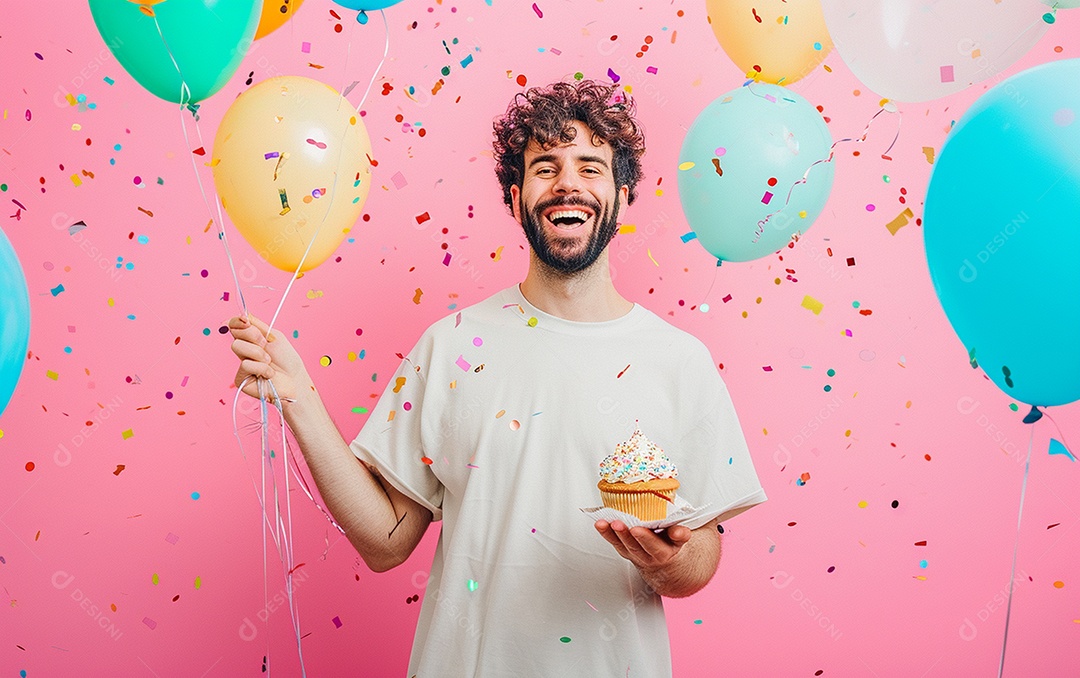 Feliz aniversariante relaxada parecendo alegre sorrindo