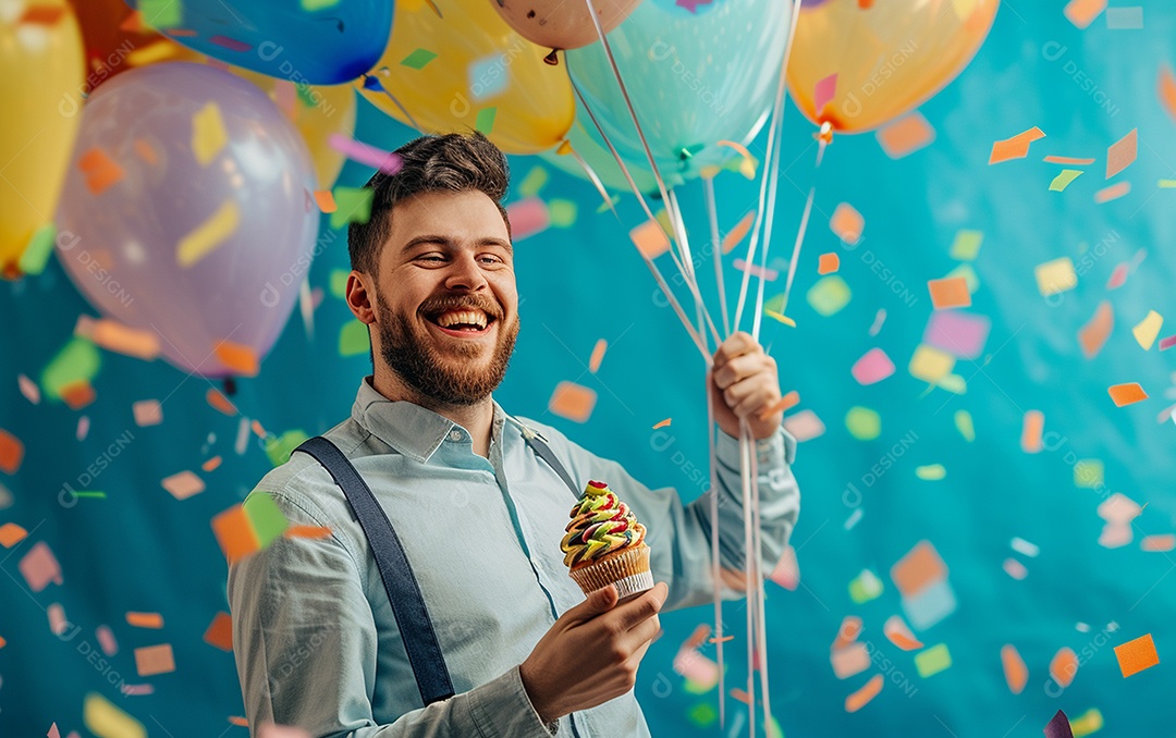 Feliz aniversariante relaxada parecendo alegre sorrindo