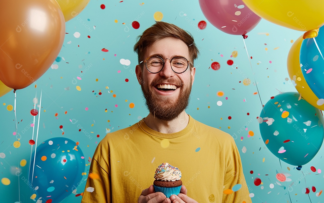 Feliz aniversariante relaxada parecendo alegre sorrindo