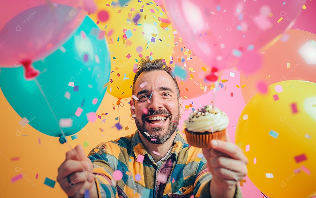 Feliz aniversariante relaxada parecendo alegre sorrindo