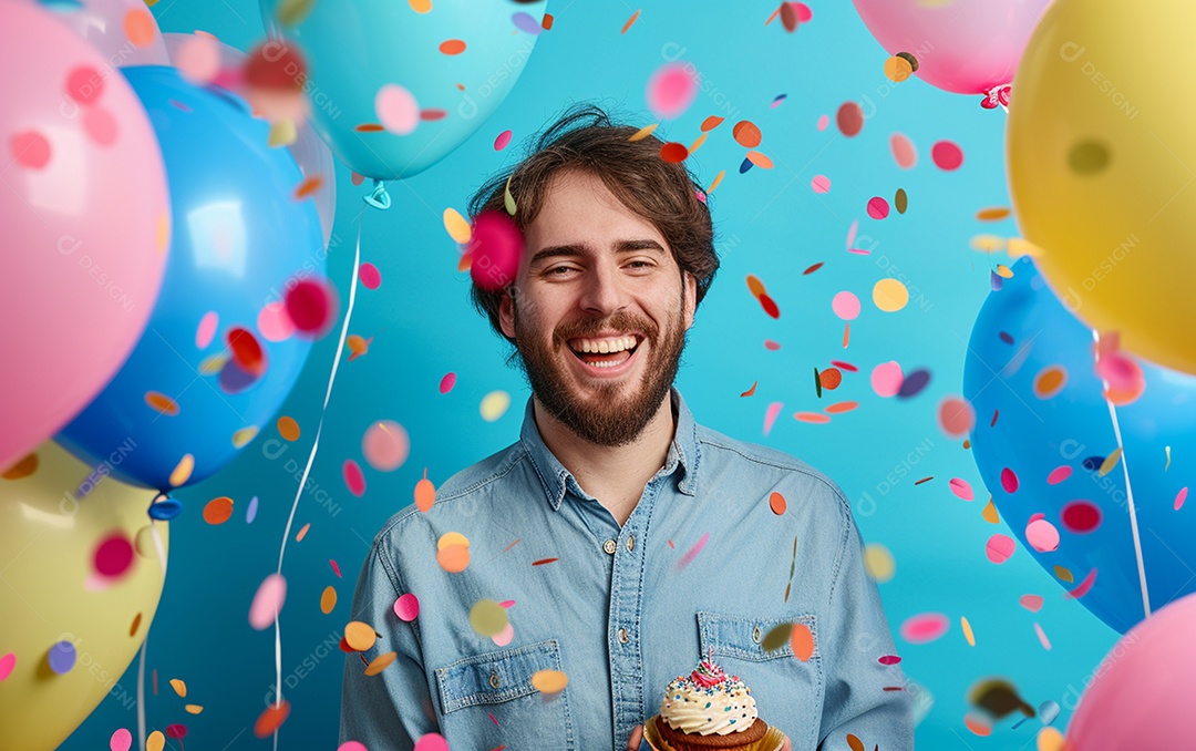 Feliz aniversariante relaxada parecendo alegre sorrindo