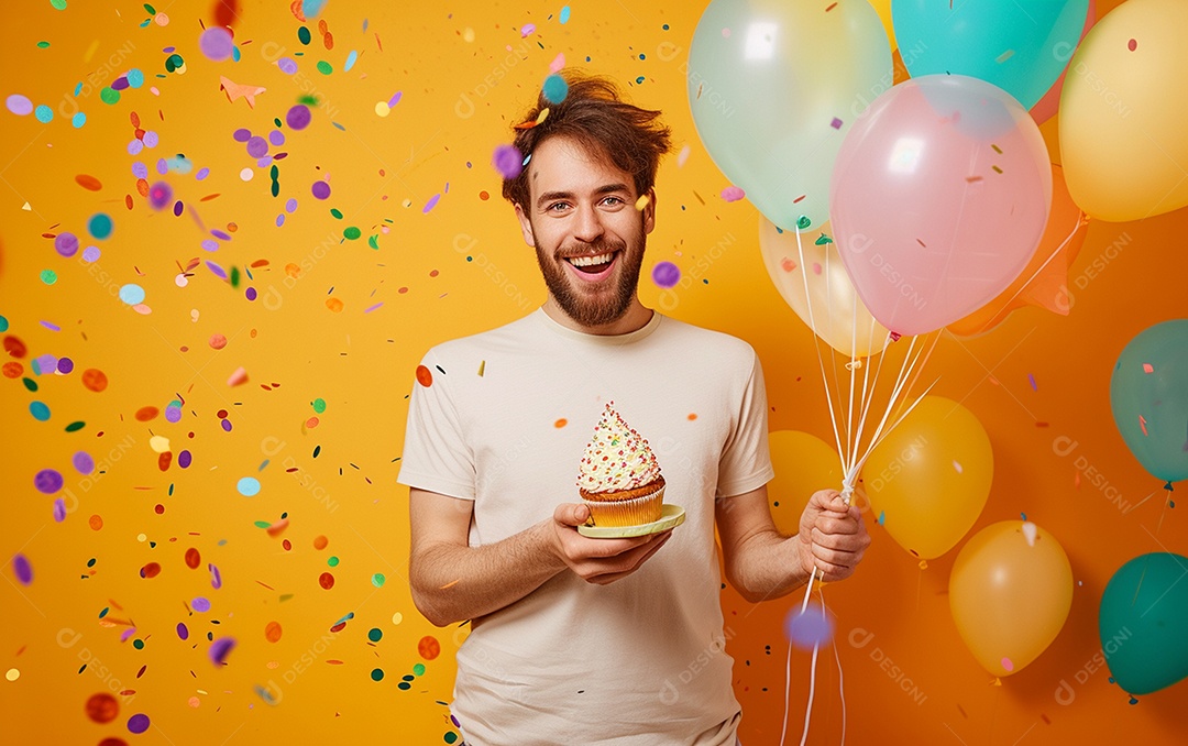 Feliz aniversariante relaxada parecendo alegre sorrindo