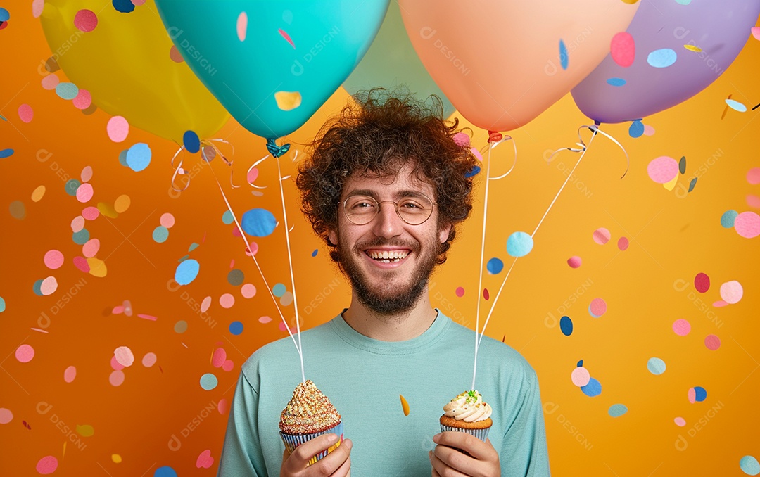 Feliz aniversariante relaxada parecendo alegre sorrindo