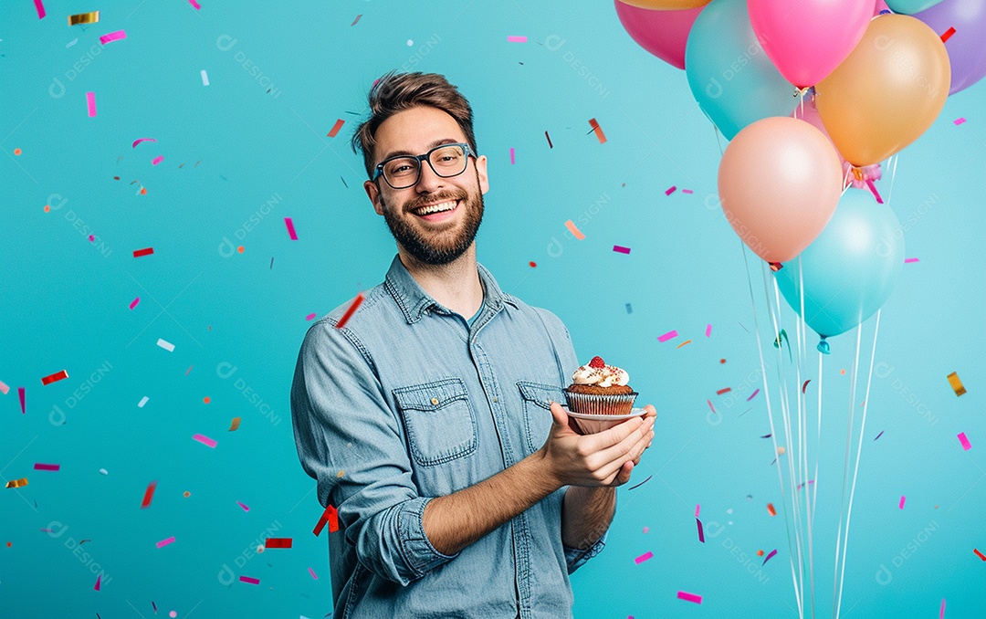 Feliz aniversariante relaxada parecendo alegre sorrindo