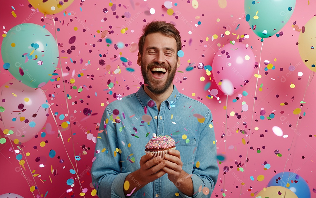 Feliz aniversariante relaxada parecendo alegre sorrindo