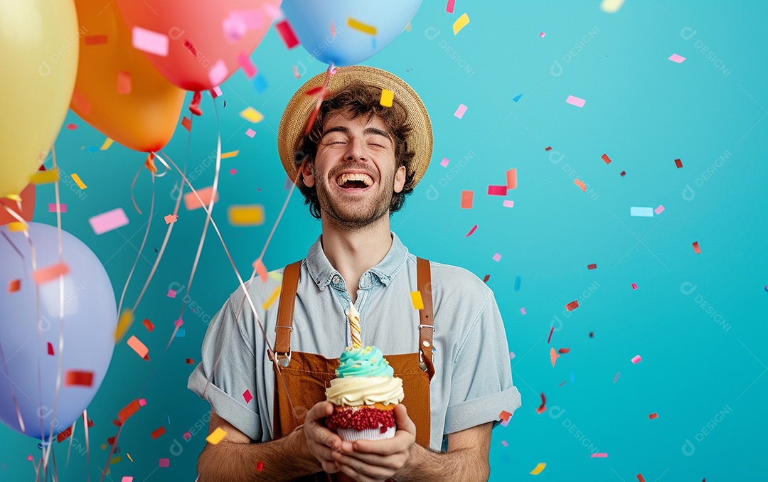 Feliz aniversariante relaxada parecendo alegre sorrindo