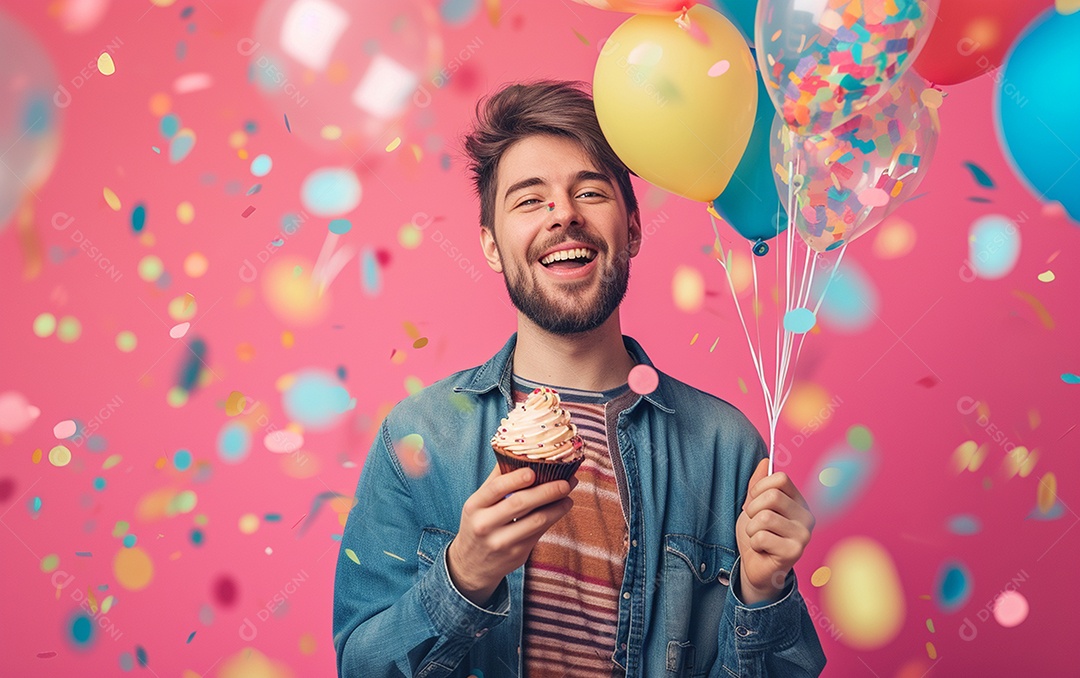 Feliz aniversariante relaxada parecendo alegre sorrindo