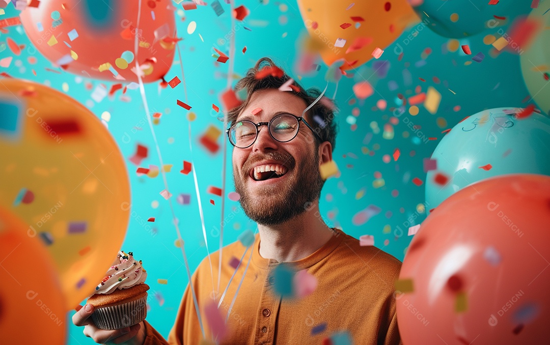 Feliz aniversariante relaxada parecendo alegre sorrindo