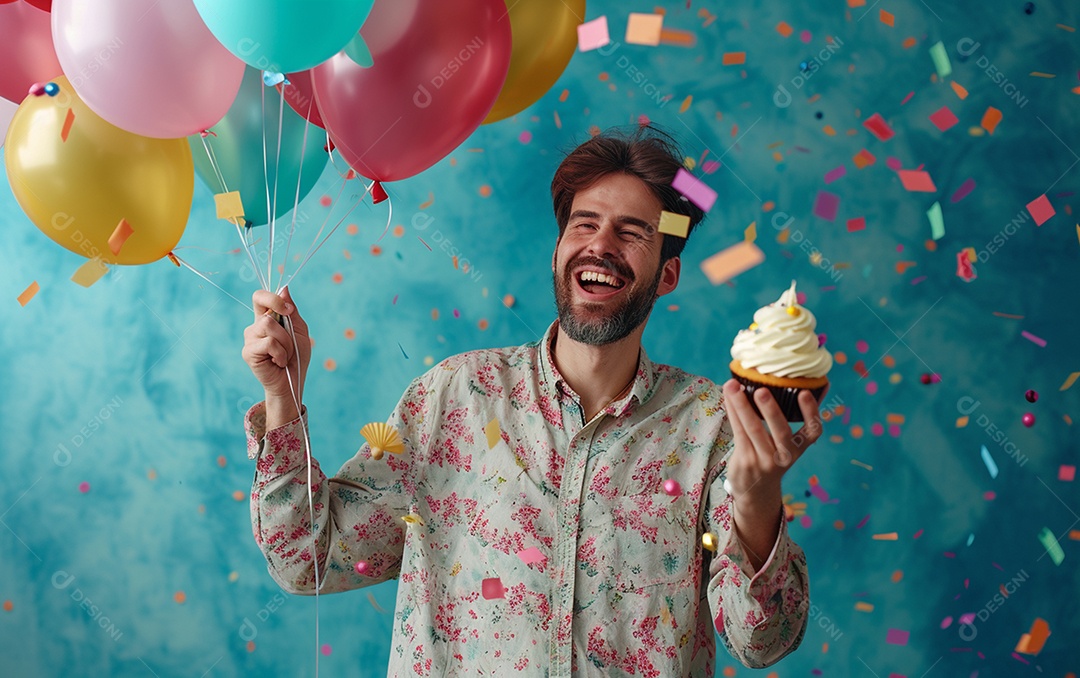 Feliz aniversariante relaxada parecendo alegre sorrindo