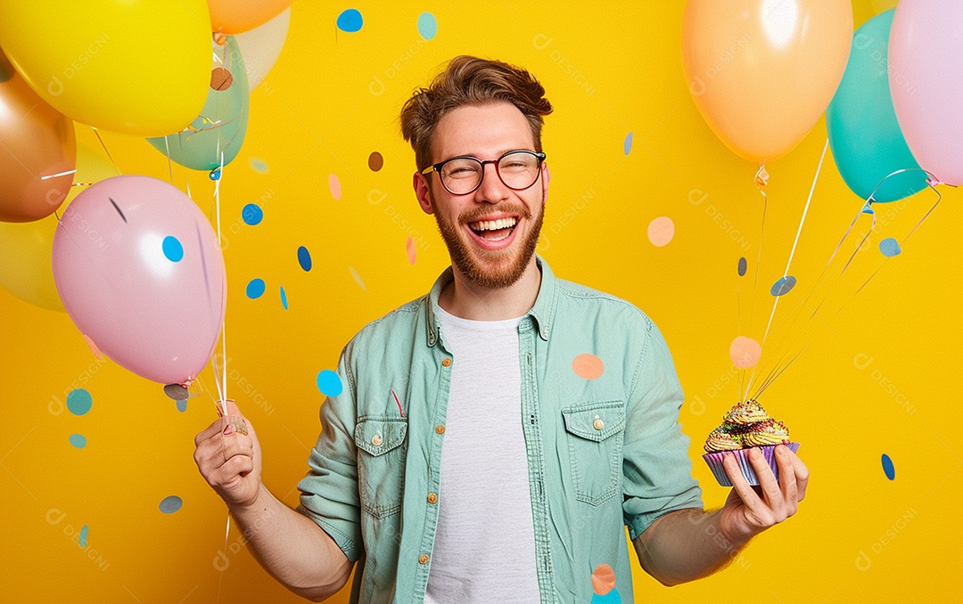 Feliz aniversariante relaxada parecendo alegre sorrindo