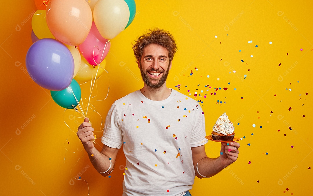 Feliz aniversariante relaxada parecendo alegre sorrindo