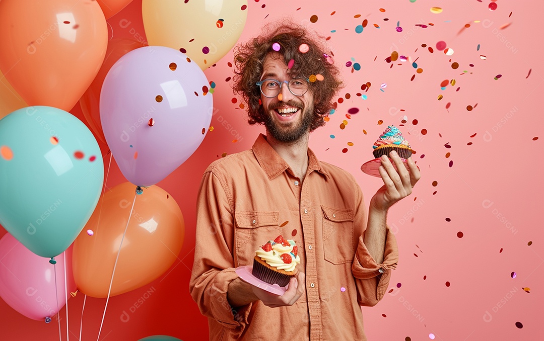 Feliz aniversariante relaxada parecendo alegre sorrindo