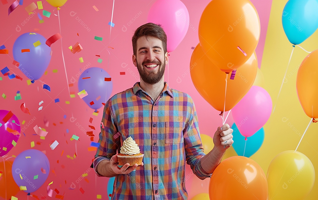 Feliz aniversariante relaxada parecendo alegre sorrindo