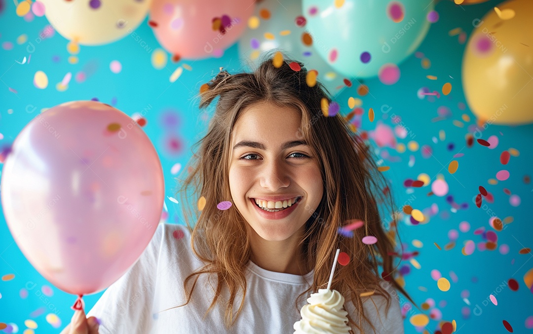 Feliz aniversariante relaxada parecendo alegre sorrindo