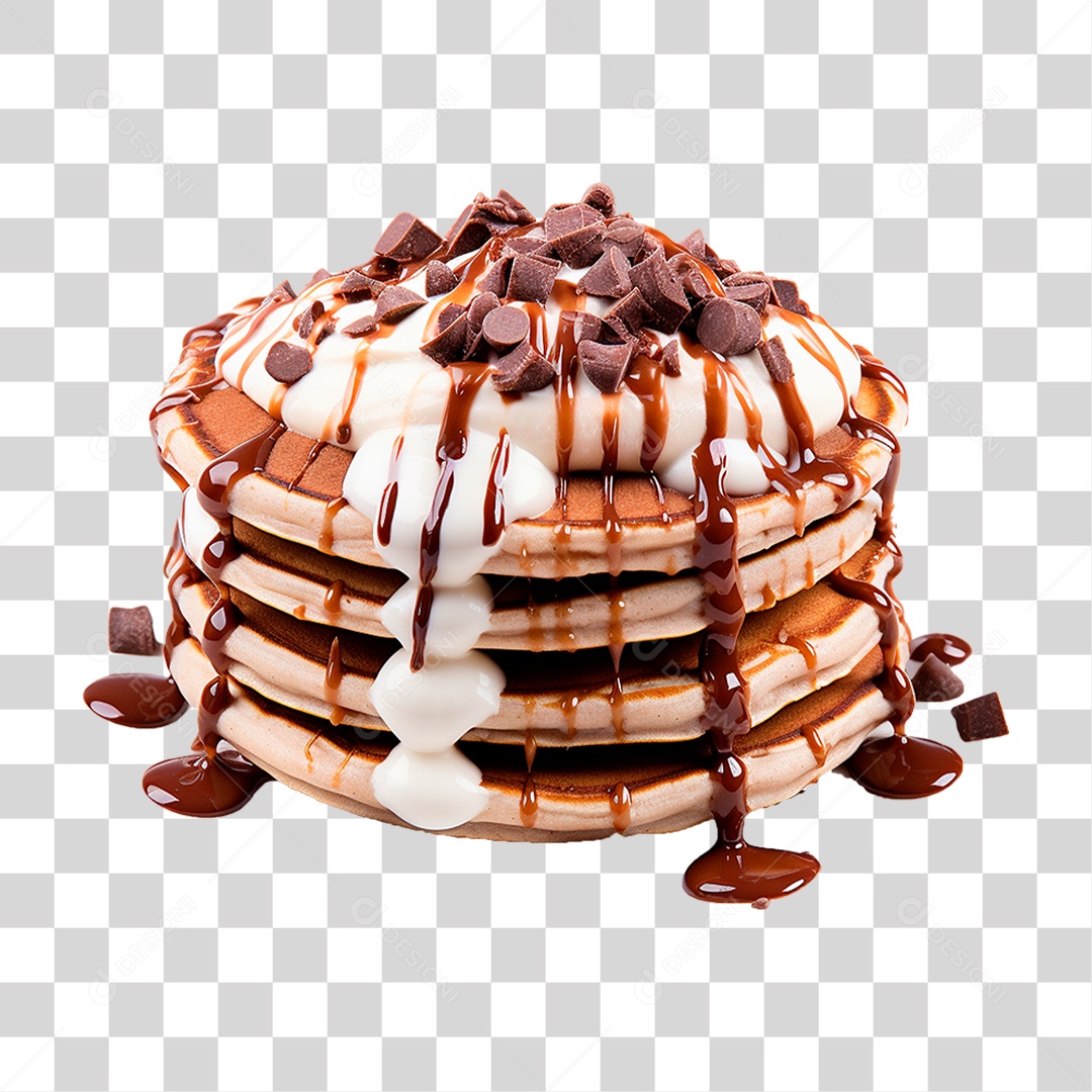 Panquecas com Cobertura de Chocolate PNG Transparente