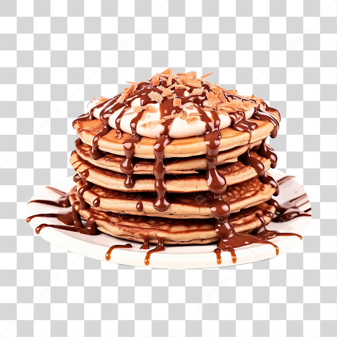 Panquecas com Cobertura de Chocolate PNG Transparente