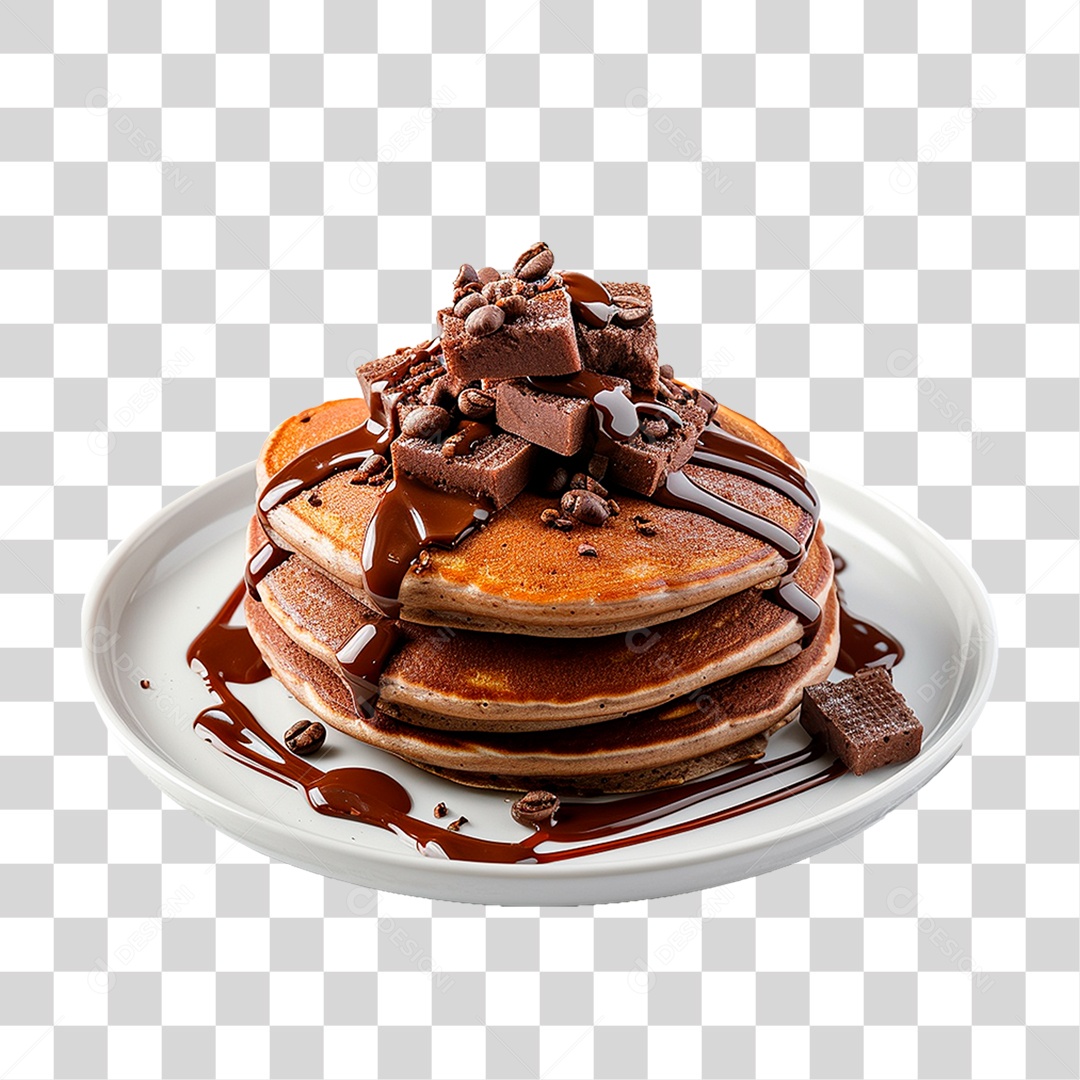 Panquecas com Cobertura de Chocolate PNG Transparente