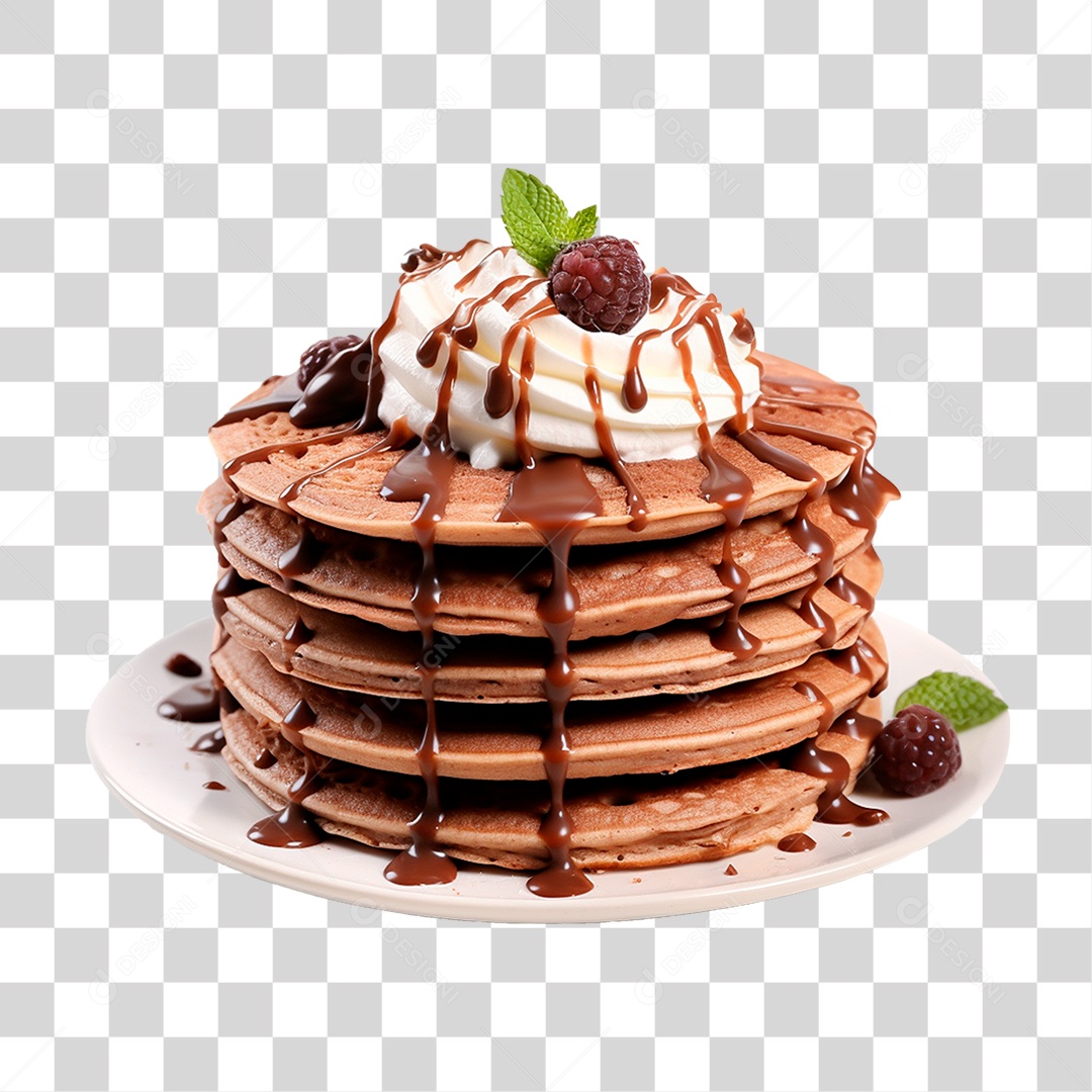 Panquecas com Cobertura de Chocolate PNG Transparente