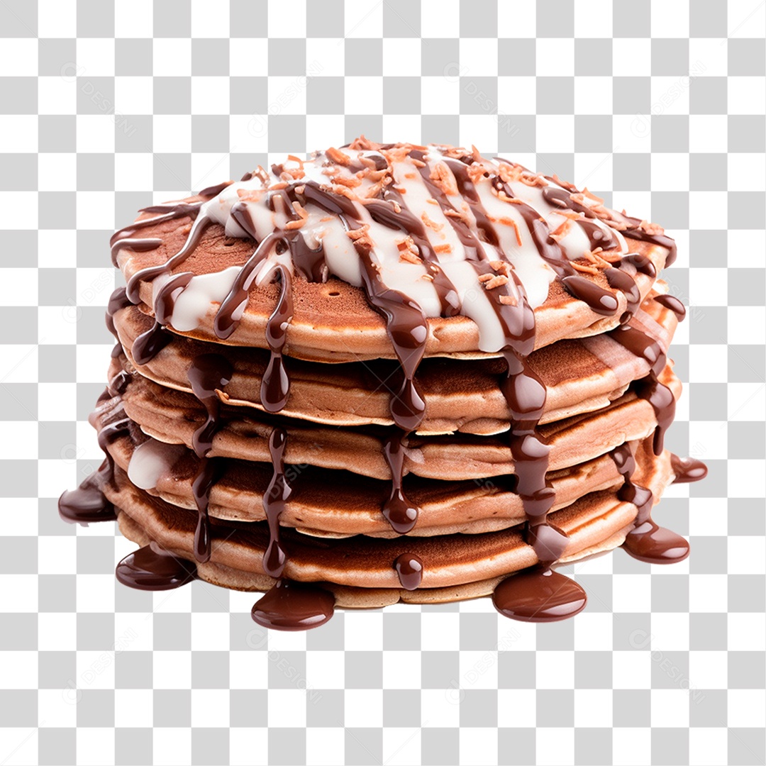 Panquecas com Cobertura de Chocolate PNG Transparente
