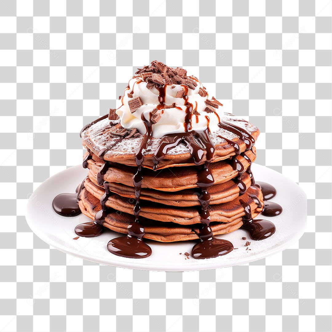 Panquecas com Cobertura de Chocolate PNG Transparente