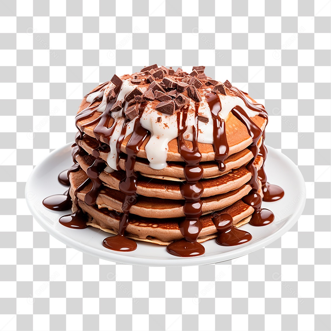 Panquecas com Cobertura de Chocolate PNG Transparente