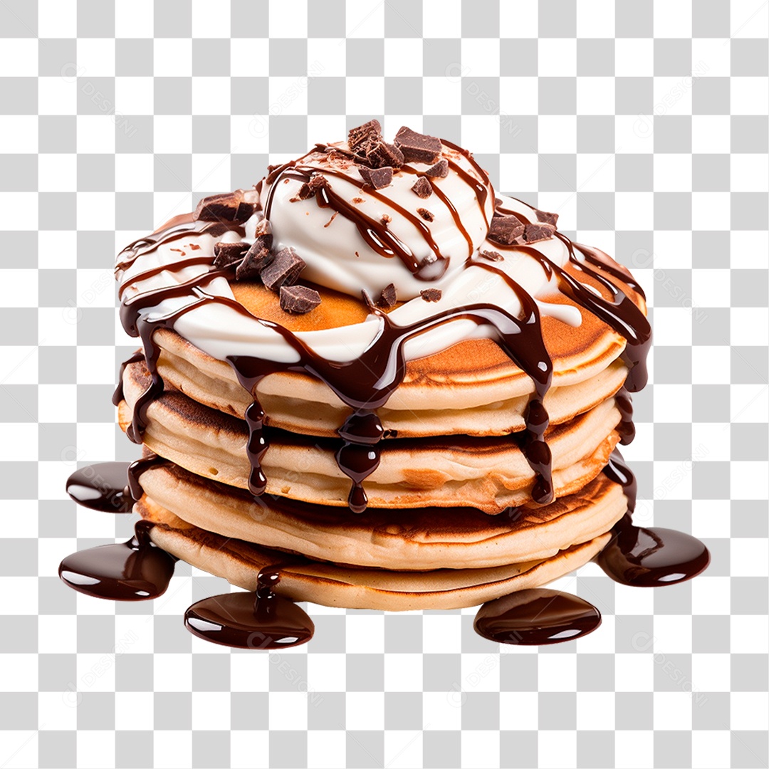 Panquecas com Cobertura de Chocolate PNG Transparente